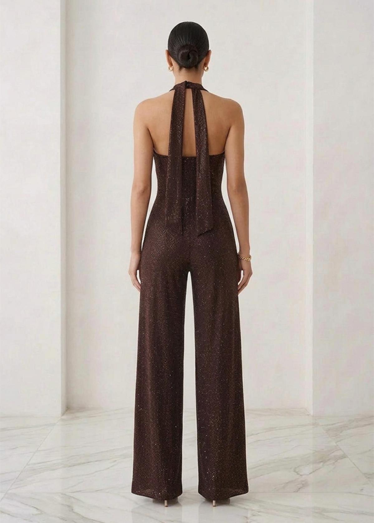 Cristina Crystal Jumpsuit Cacao