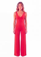 V-neck Jumpsuit rosso