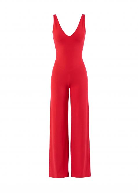 V-neck Jumpsuit rosso